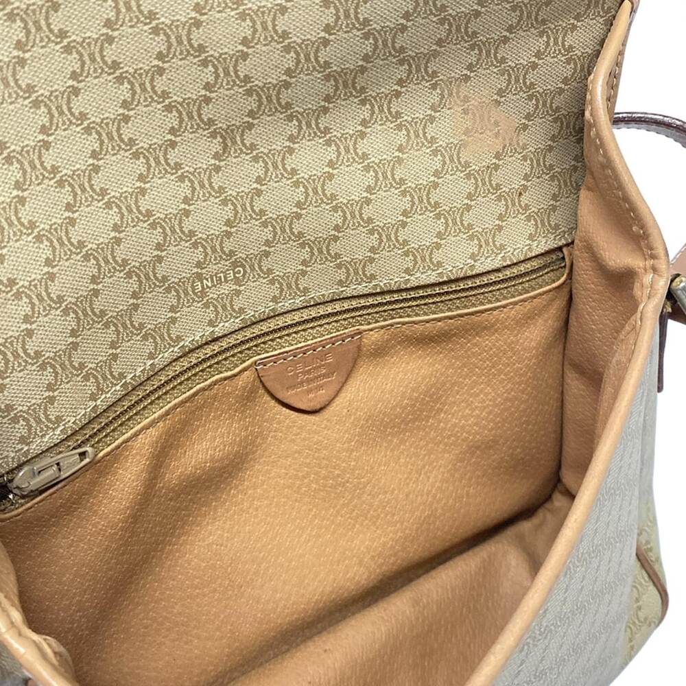 Celine Circle Logo/Macadam Shoulder Bag Khaki Cream Light Brown PVC Leather - Picture 7 of 11